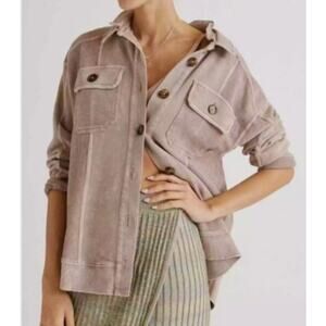 Pilcro by Anthropologie Women's Textured Shirt Shacket S Pockets Oversized Boho